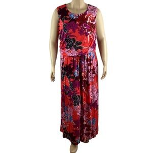 Kate & Mallory Floral Maxi Dress Size 2X Red Purple